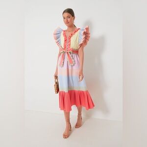 CeliaB Multicolor Ruffle Midi Dress